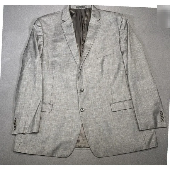 Lauren Ralph Lauren Blazer Mens 54L Gray Plaid Wool Two Button Sport Coat Jacket